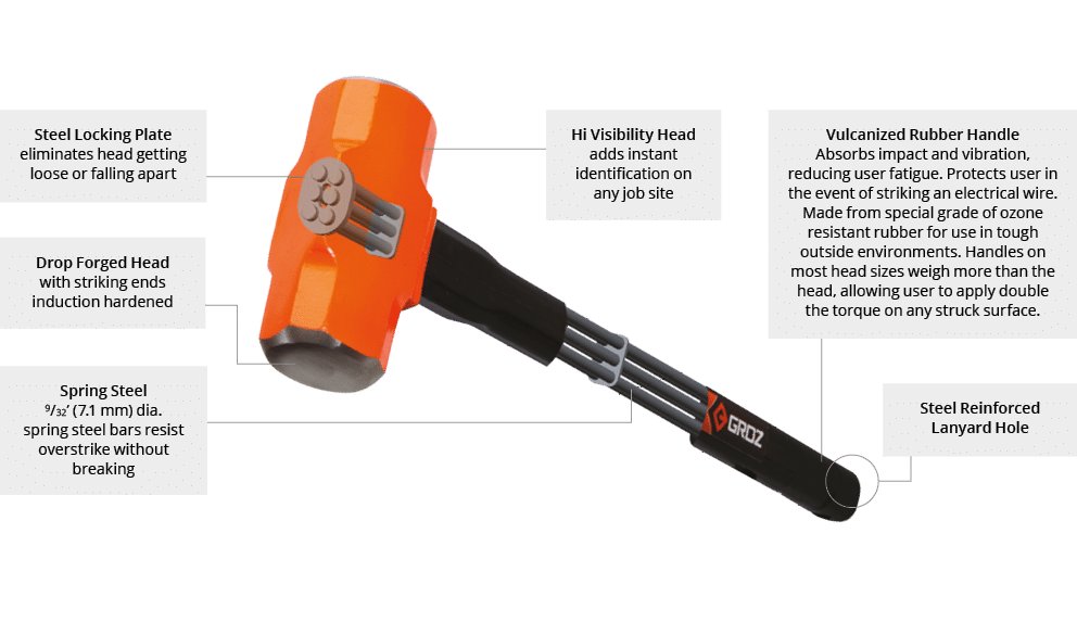 Hi Visibility Head adds instant identification on any job site,Drop Forged Head with striking ends induction hardened...